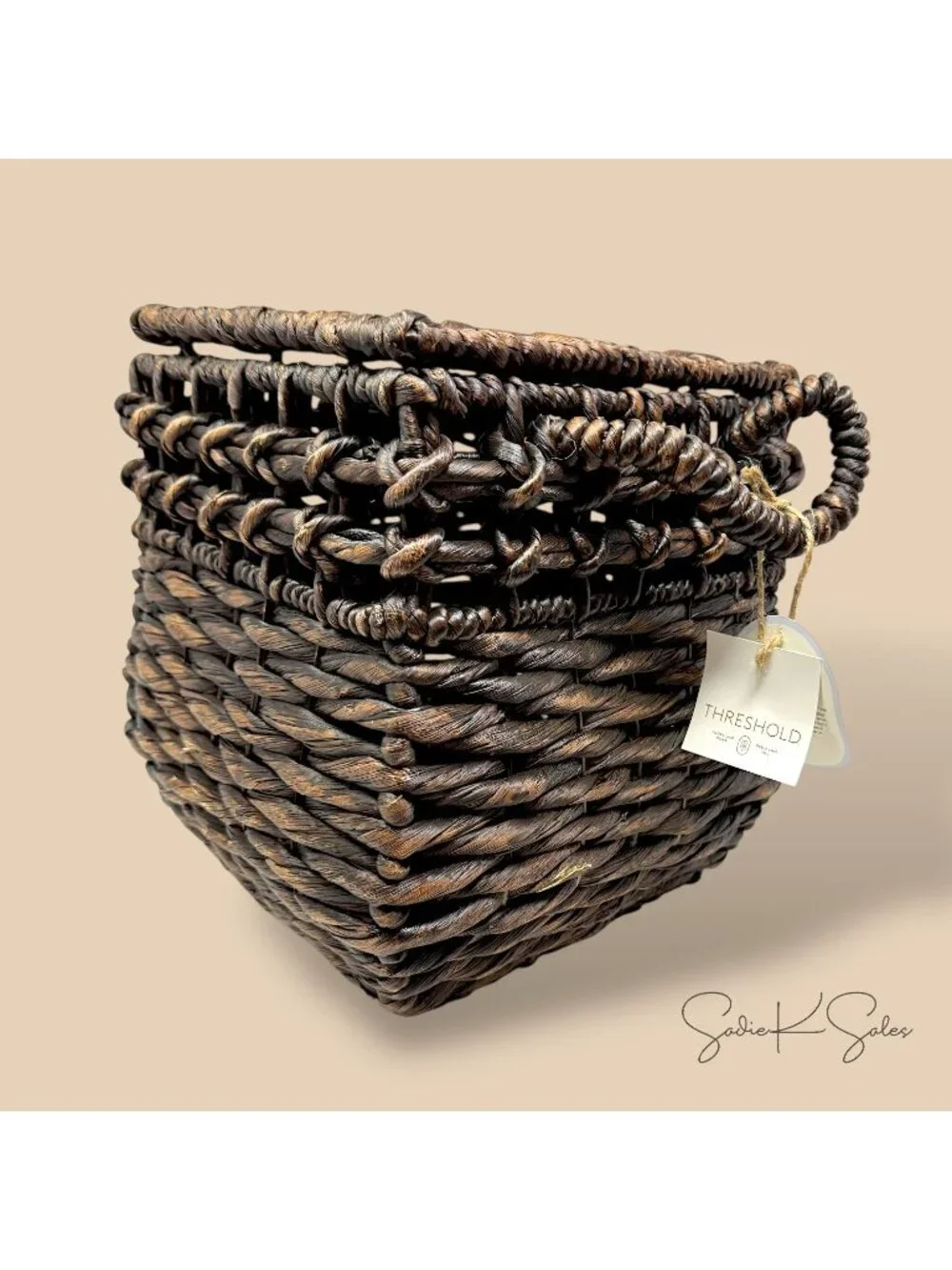 Rounded Square Woven Basket with Lid, Chocolate Brown   - Threshold, Target